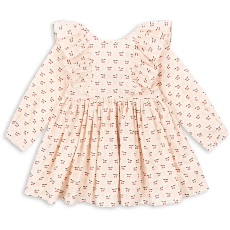Konges Sløjd Cherry Pink Motif Cianna Ls Bow Dress Gots 1