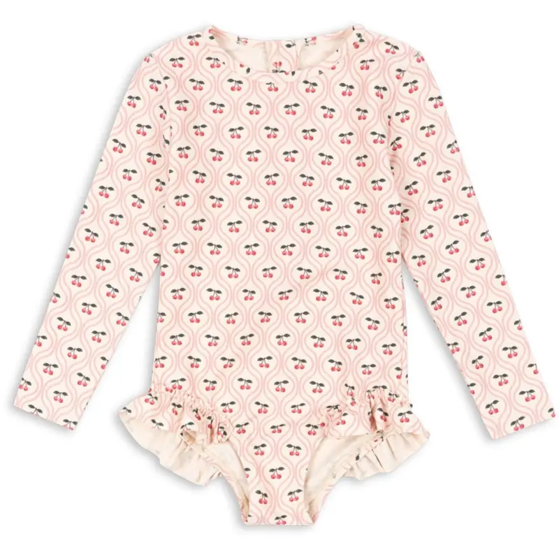 Konges Sløjd Cherry Pink Motif Merle Ls Swimsuit Grs 1
