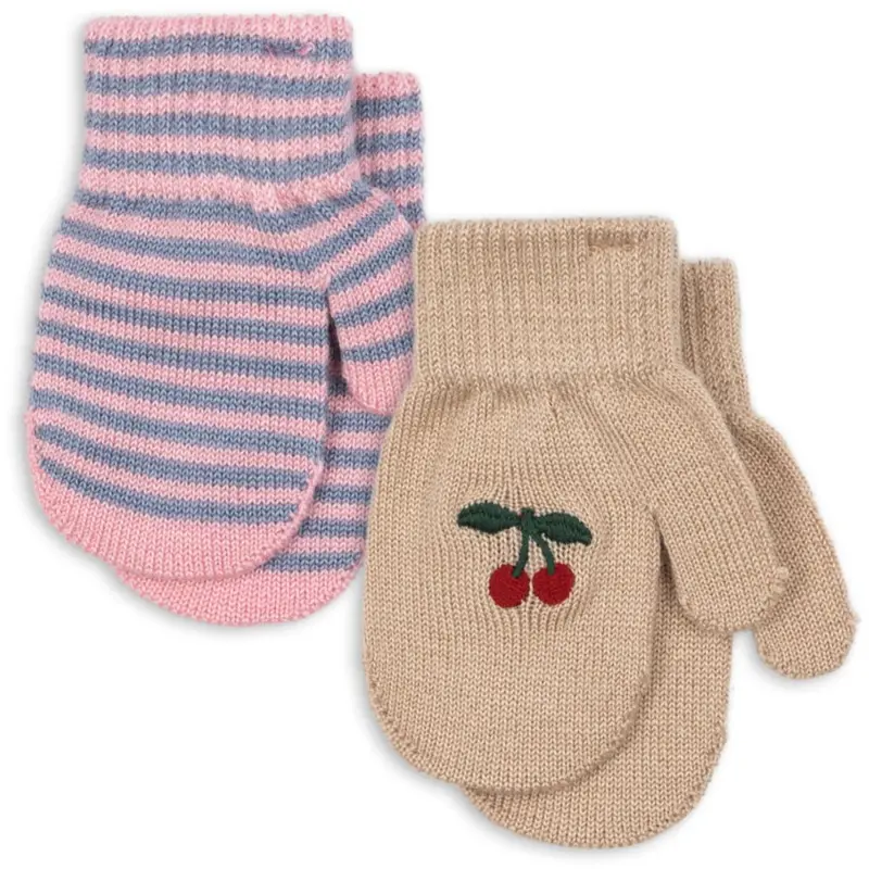Konges Sløjd Cherry/Stripe 2 Pack Filla Mittens 1