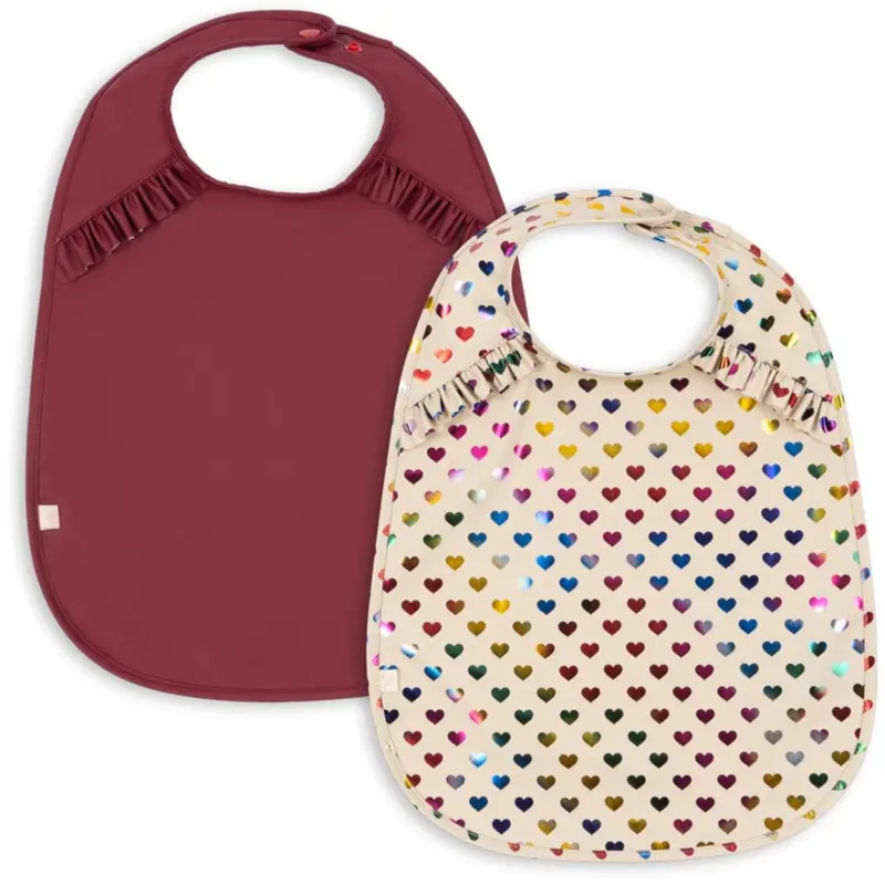Konges Sløjd Coeur Glitter/Sangria 2 Pack Glitter Dinner Bib With Frill 1