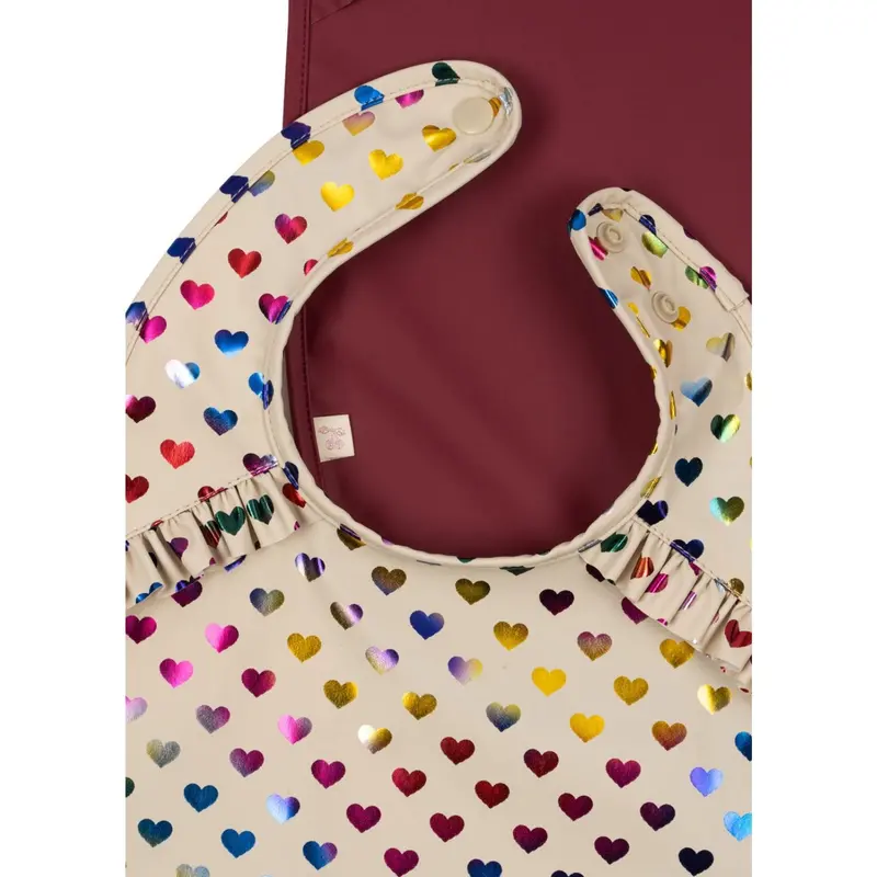 Konges Sløjd Coeur Glitter/Sangria 2 Pack Glitter Dinner Bib With Frill 2