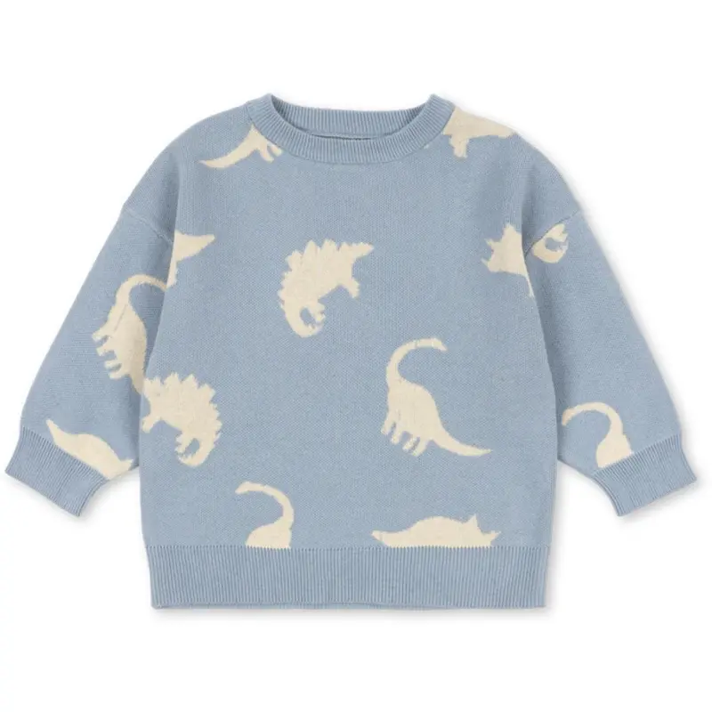 Konges Sløjd Dino Mist Lapis Knit Sweater Gots 1