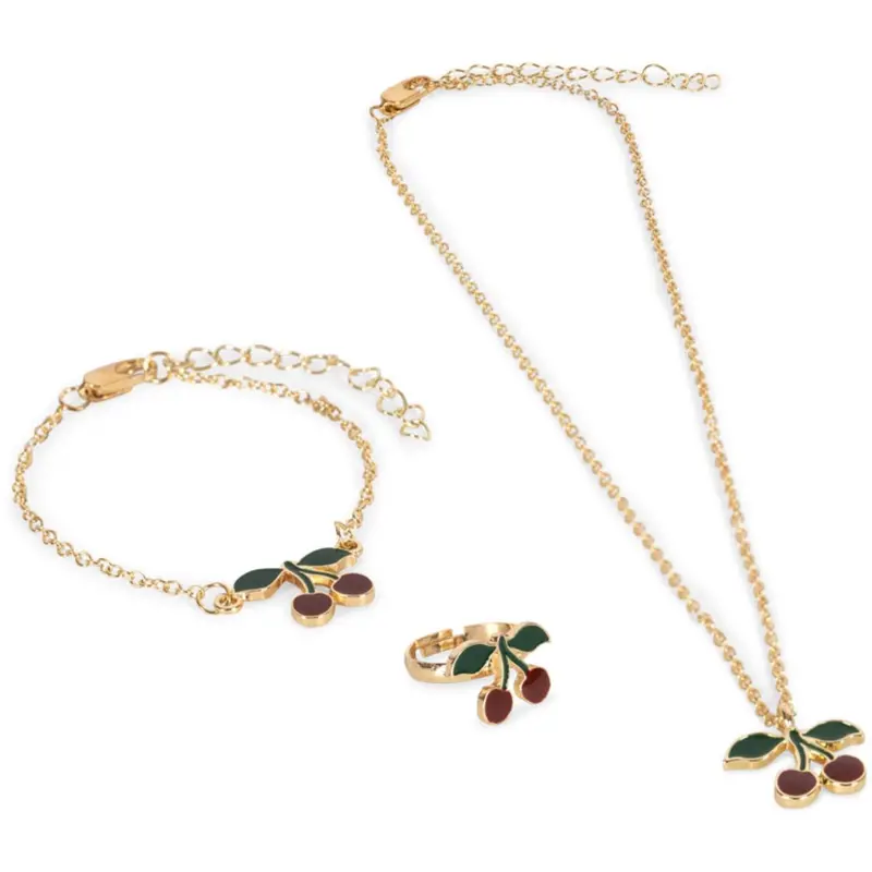 Konges Sløjd Gold Cherry Jewelry Set 1