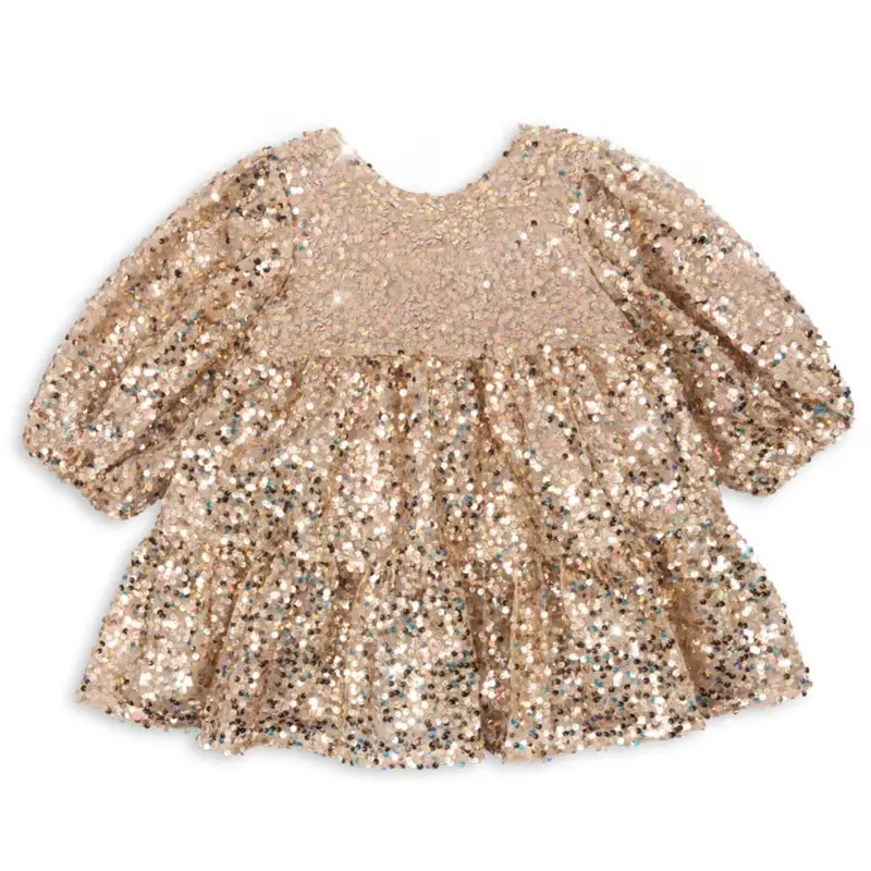 Konges Sløjd Gold Glitter Lila Sequins Bow Dress 1