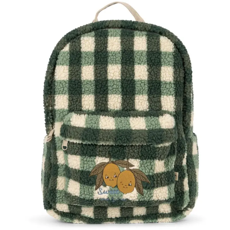 Konges Sløjd Green Check Jody Teddy Backpack Grs 1