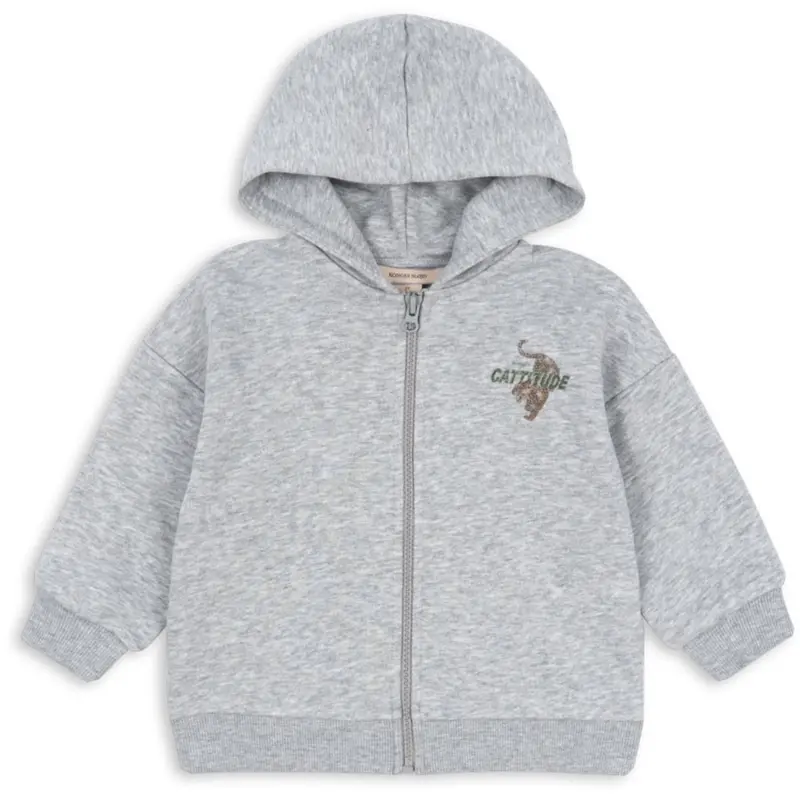 Konges Sløjd Grey Melange Lou Sweat Zip Hood Ocs 1