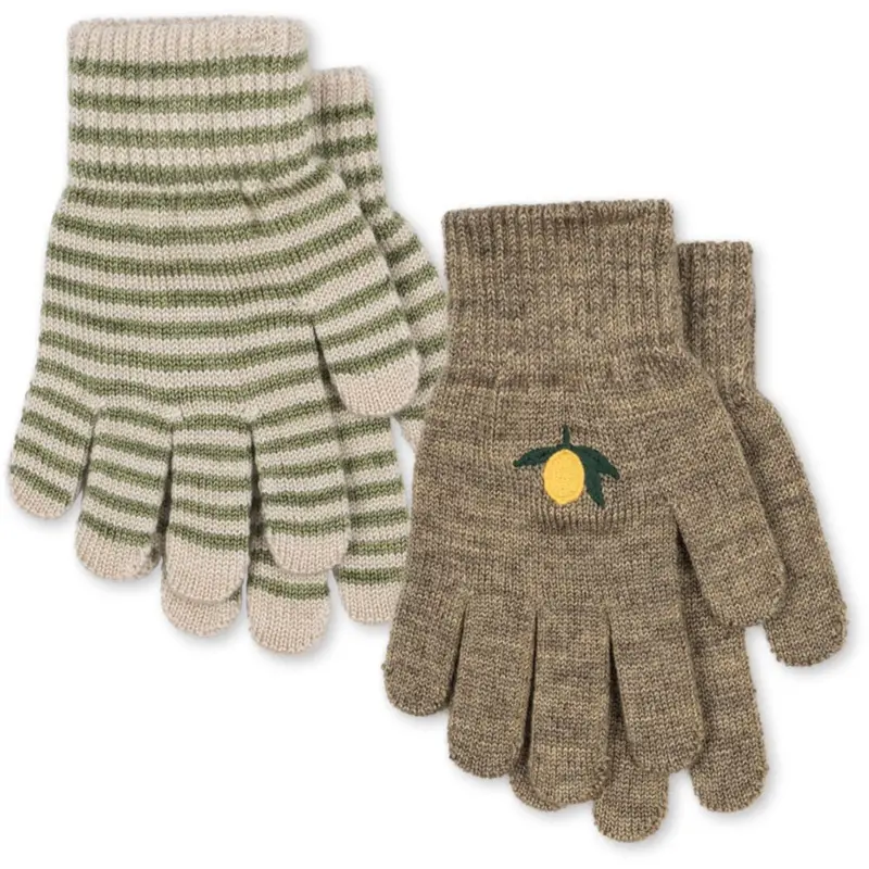 Konges Sløjd Lemon/Stripe 2 Pack Filla Gloves 1