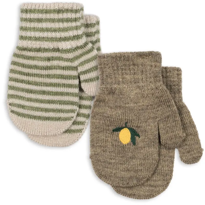 Konges Sløjd Lemon/Stripe 2 Pack Filla Mittens 1