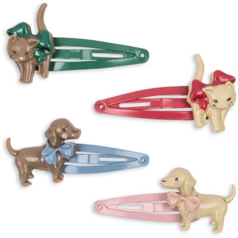 Konges Sløjd Multi 4 Pack Cats & Dogs Hair Clip 1