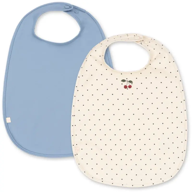 Konges Sløjd Navy Dot/Rain Washed 2 Pack Dinner Bib 1