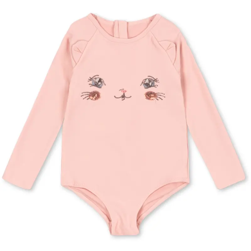 Konges Sløjd Powder Pink Kitty Ls Swimsuit Grs 1
