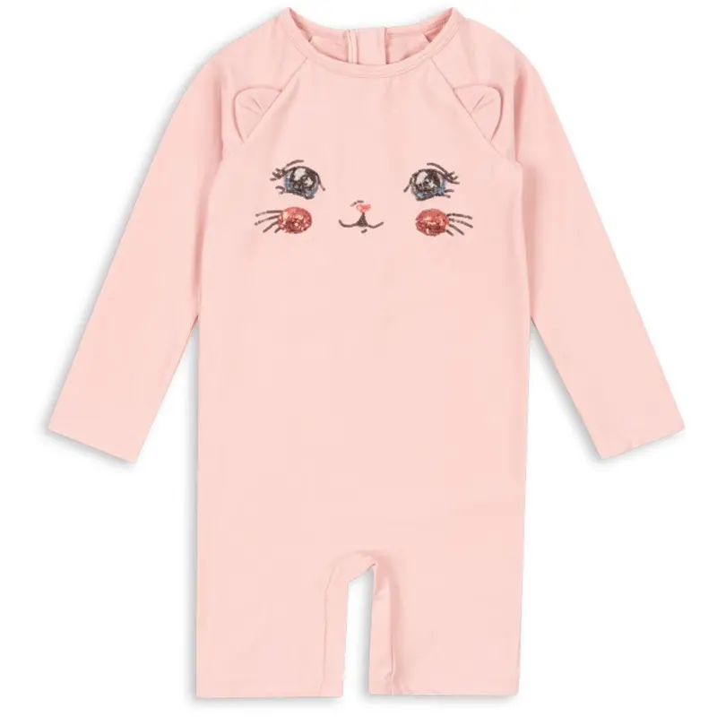 Konges Sløjd Powder Pink Kitty Onesie Grs 1