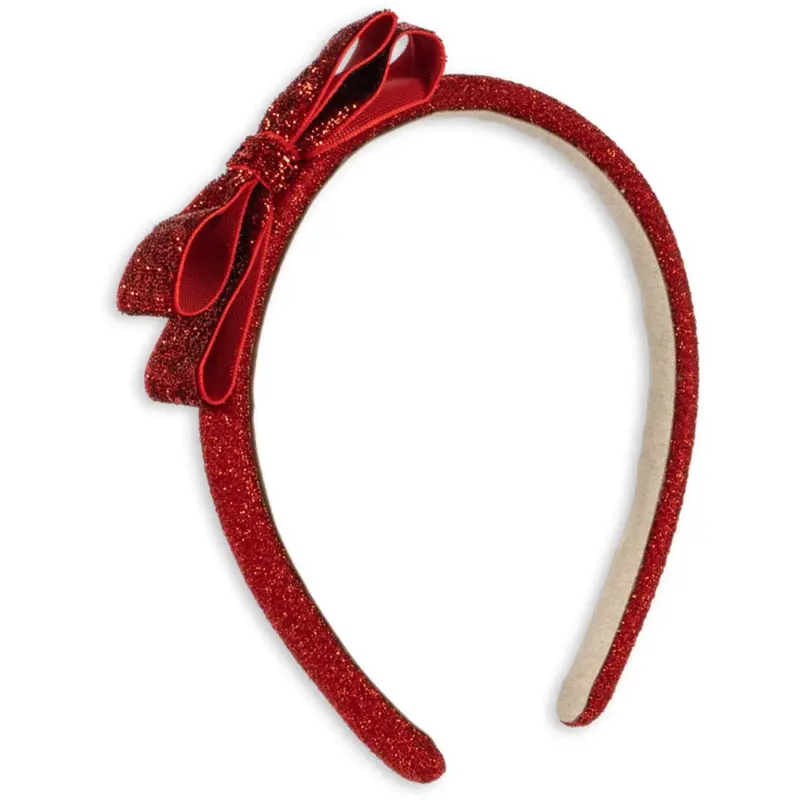 Konges Sløjd Red/Glitter Velvet Bow Hairbrace 1