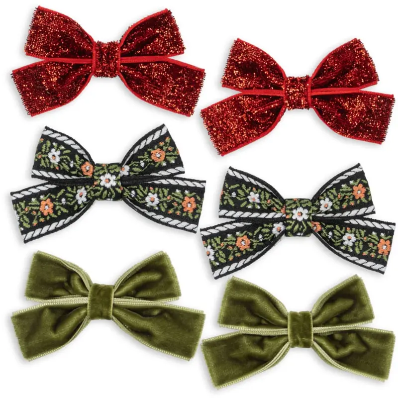 Konges Sløjd Red/Green 6 Pack Micki Bow Hair Clips 1