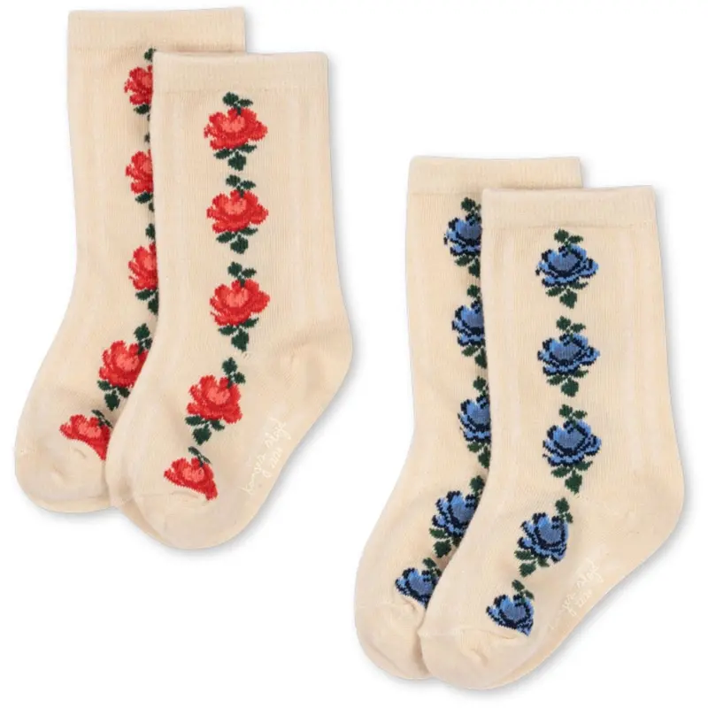 Konges Sløjd Rose Mix 2 Pack Fine Jaquard Socks 1