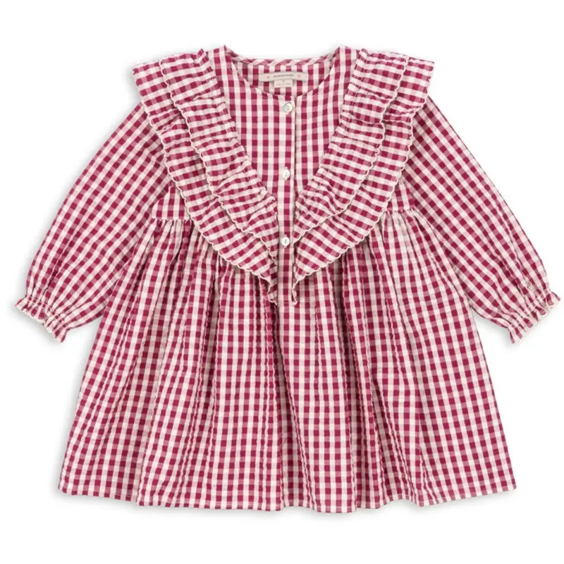 Konges Sløjd Sangria/Butter Check Kim Dress Gots 1