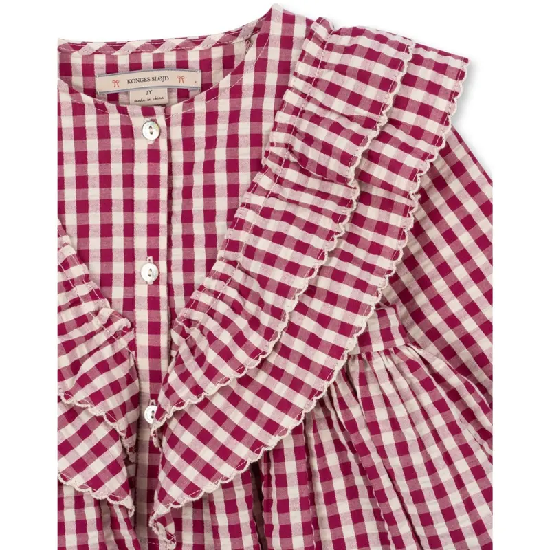 Konges Sløjd Sangria/Butter Check Kim Dress Gots 3