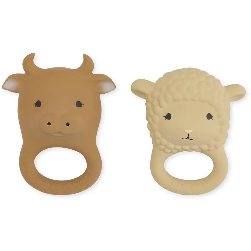 Konges Sløjd Sheep/Cow 2 Pack Teether Farm 1