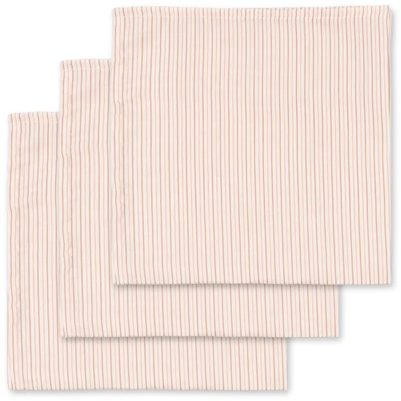 Konges Sløjd Stripie Petite Rose 3 Pack Muslin Cloth Gots 1