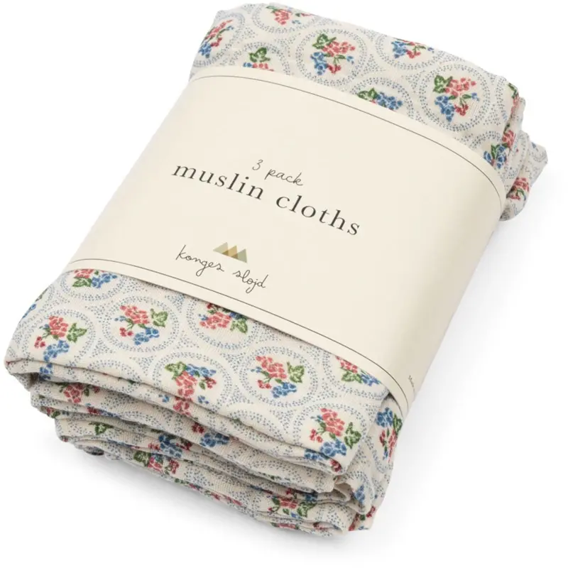 Konges Sløjd Verona Blues 3 Pack Muslin Cloth Gots 1