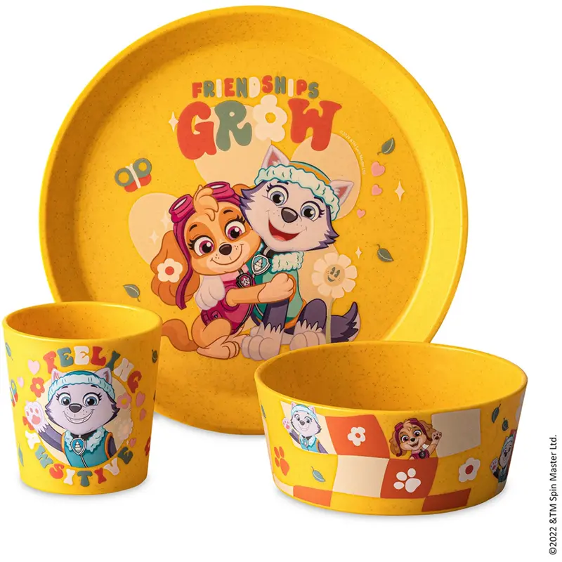 Koziol Organic Honey Yellow Small Plate + Bowl + Cup Connect Grow Paw Patrol 1