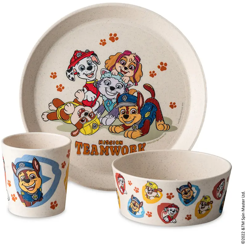 Koziol Organic Moon Small Plate + Bowl + Cup Connect Grow Paw Patrol 1