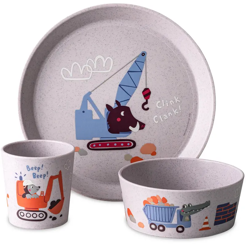Koziol Organic Purple Grey Small Plate + Bowl + Cup Connect Trucks 1