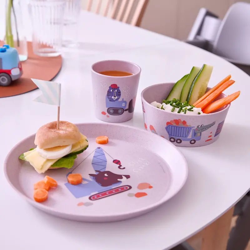 Koziol Organic Purple Grey Small Plate + Bowl + Cup Connect Trucks 2