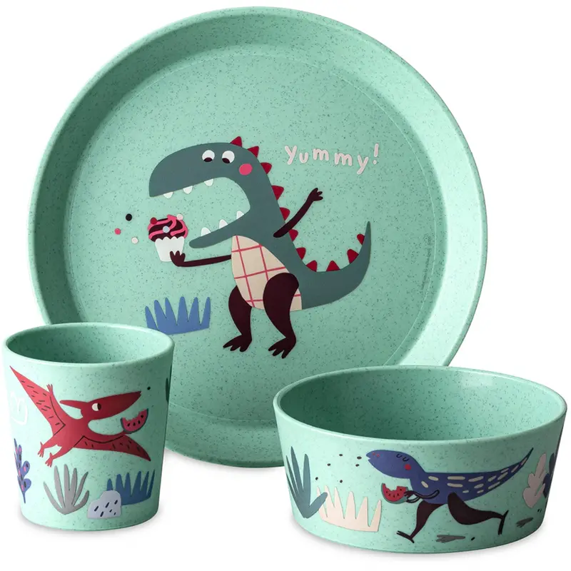 Koziol Organic Sage Green Small Plate + Bowl + Cup Connect Rex 1