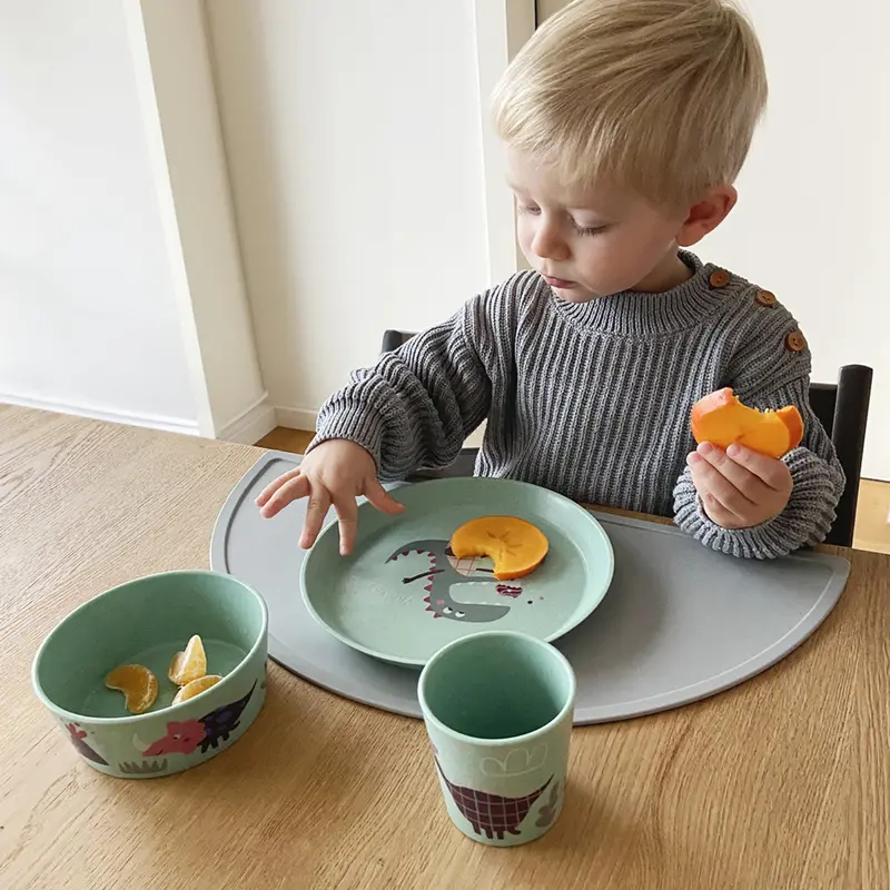 Koziol Organic Sage Green Small Plate + Bowl + Cup Connect Rex 2