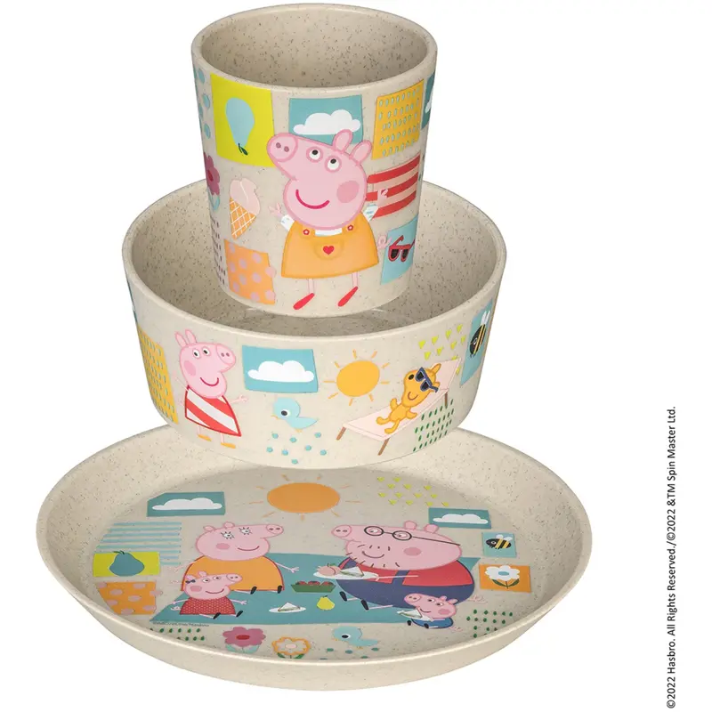 Koziol Organic Sand Small Plate + Bowl + Cup Connect Peppa Pig 1
