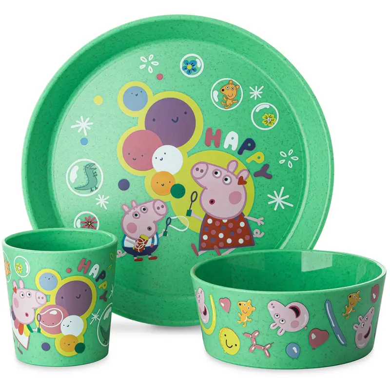 Koziol Organic Spring Green Small Plate + Bowl + Cup Connect Peppa Pig Pop 1