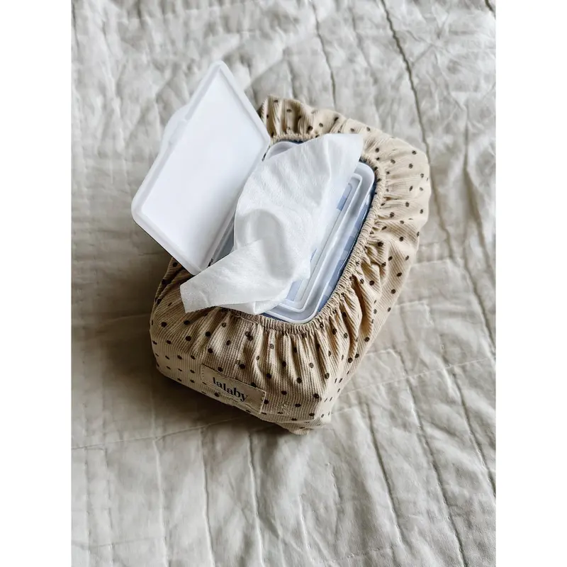 Lalaby Brown Dot Wet Wipe Cover 1