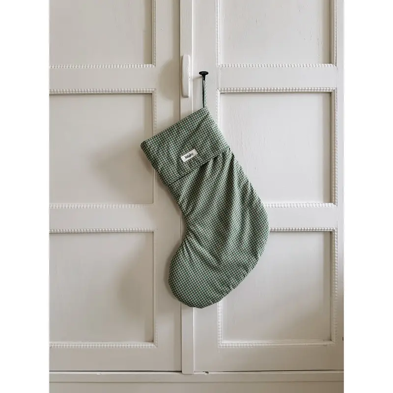 Lalaby Green Check Christmas Stocking 1