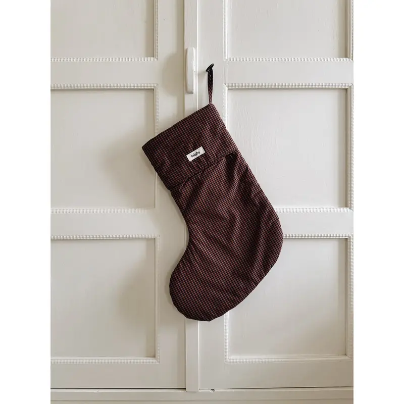 Lalaby Indigo Check Christmas Stocking 1