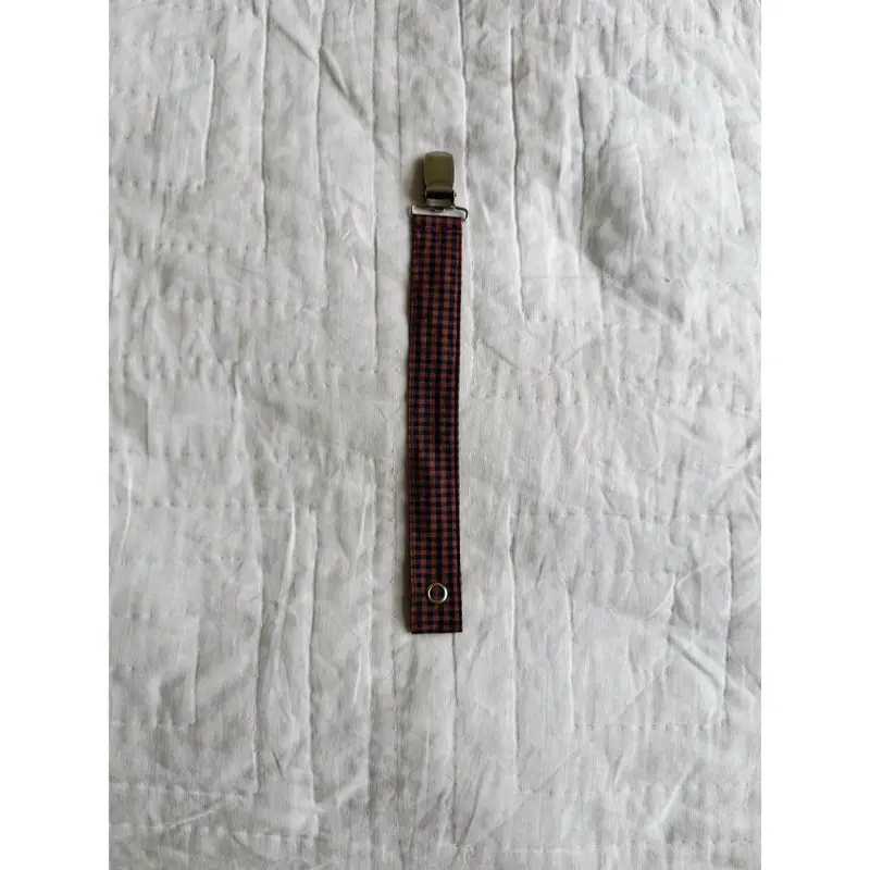 Lalaby Indigo Check Pacifier Clip 1