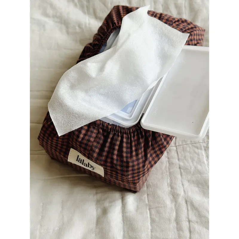 Lalaby Indigo Check Wet Wipe Cover 1