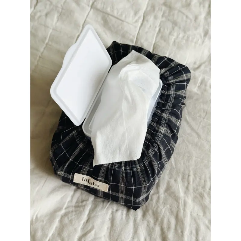 Lalaby Wet Wipe Cover Blue Check 1