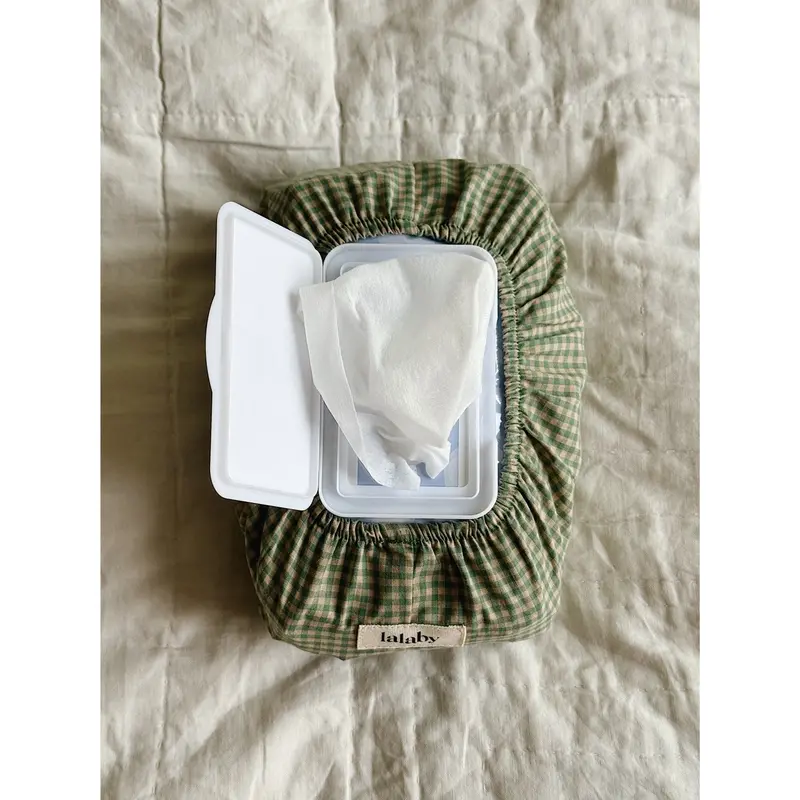 Lalaby Wet Wipe Cover Green Check 1