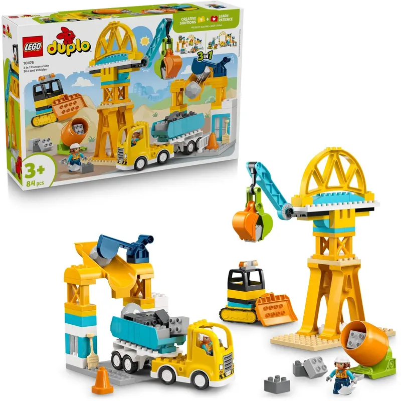 Lego® Duplo Town 3-I-1 Byggeplads Med Køretøjer 10476 1