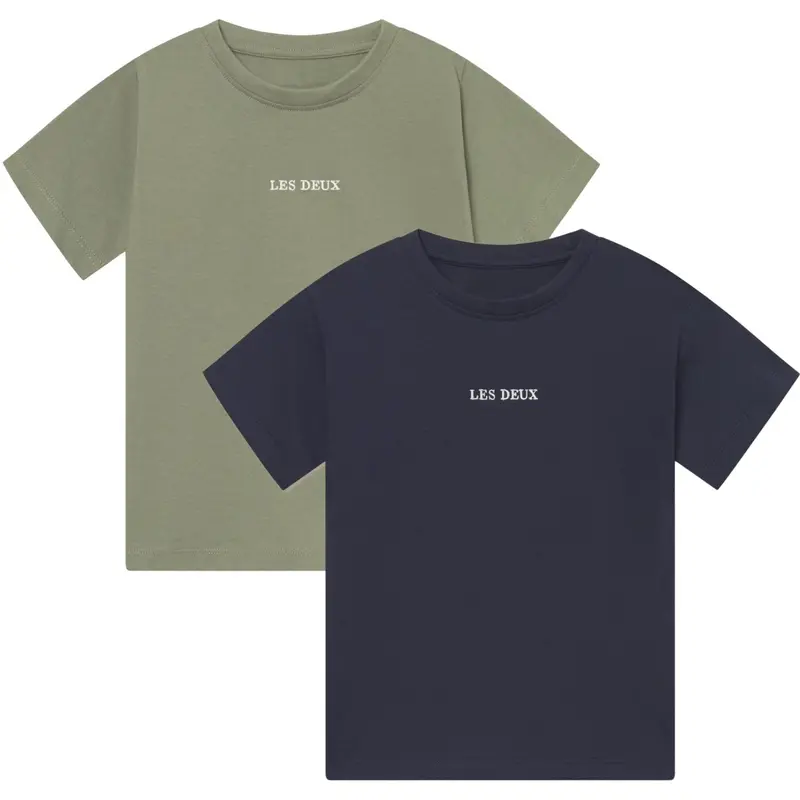Les Deux Kids Dark Navy/Lichen Green Dexter T-Shirt Kids - 2-Pack 1