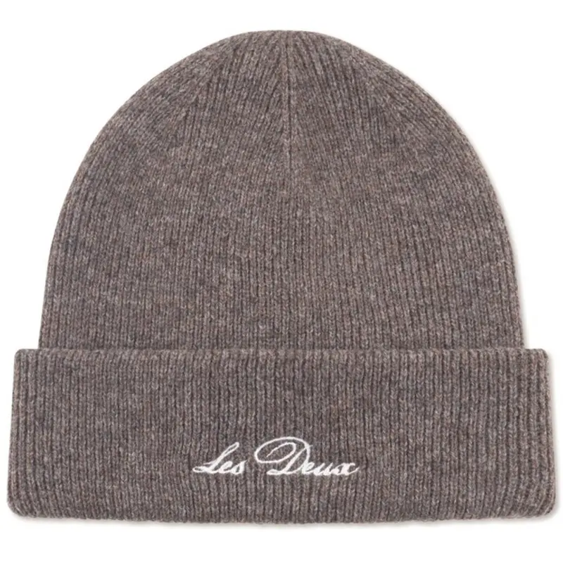 Les Deux Kids Mountain Grey Melange Wayne Embroidered Beanie Kids 1