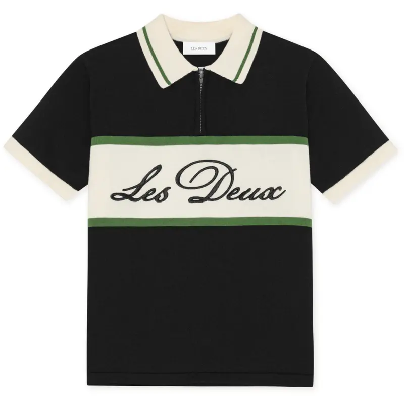 Les Deux Kids Tap Shoe Black Knitted Zipper Polo Kids 1