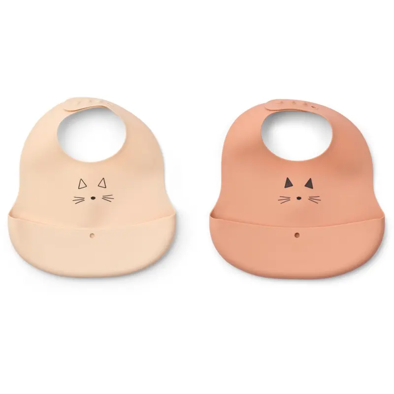 Liewood Cat Appleblossom / Tuscany Rose Ember Printed Bib 2-Pack 1