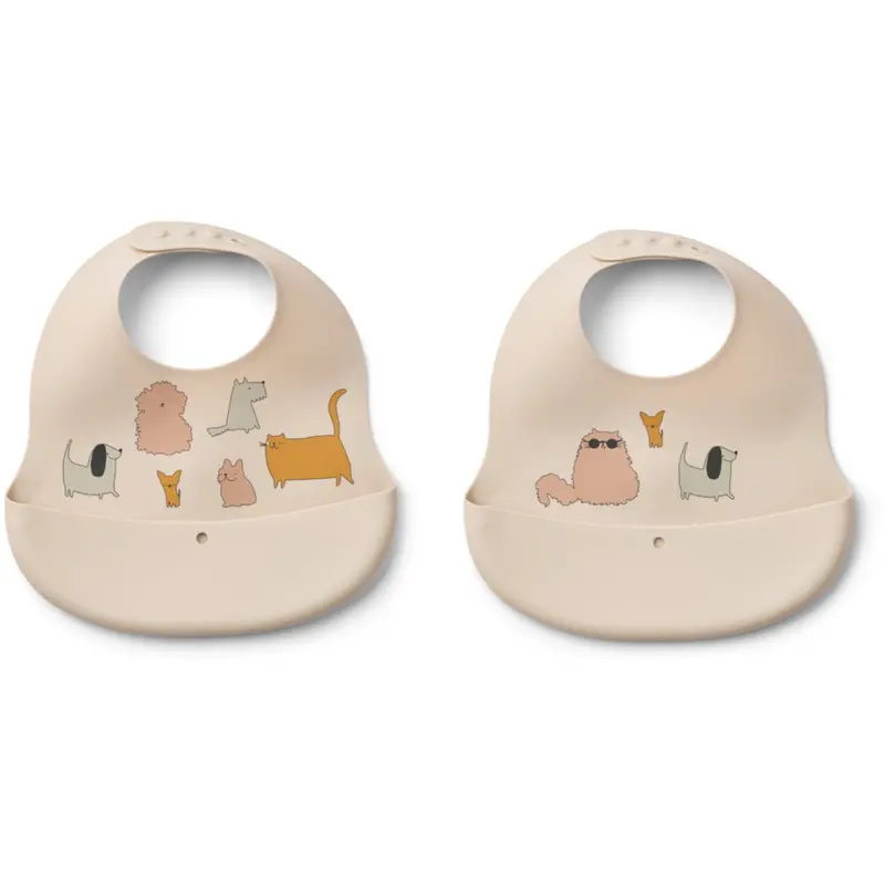 Liewood Cats And Dogs / Sandy Ember Printed Bib 2-Pack 1
