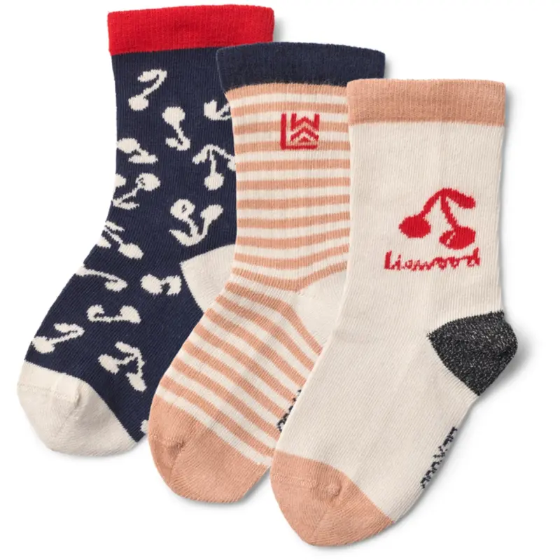 Liewood Cherry Blossom / Classic Navy Silas Socks 3-Pack 1