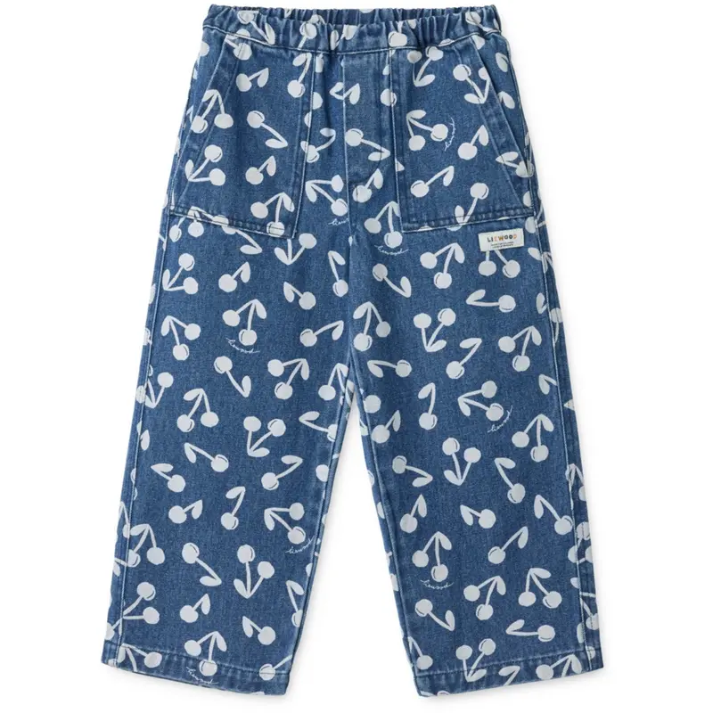 Liewood Cherry Blossom / Medium Blue Denim Cesar Printed Denim Pants 1