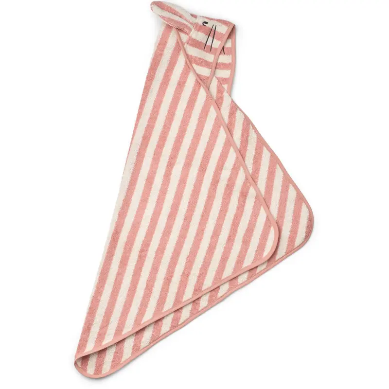 Liewood Coral Blush / Creme De La Creme Stripe Albert Hooded Towel 2