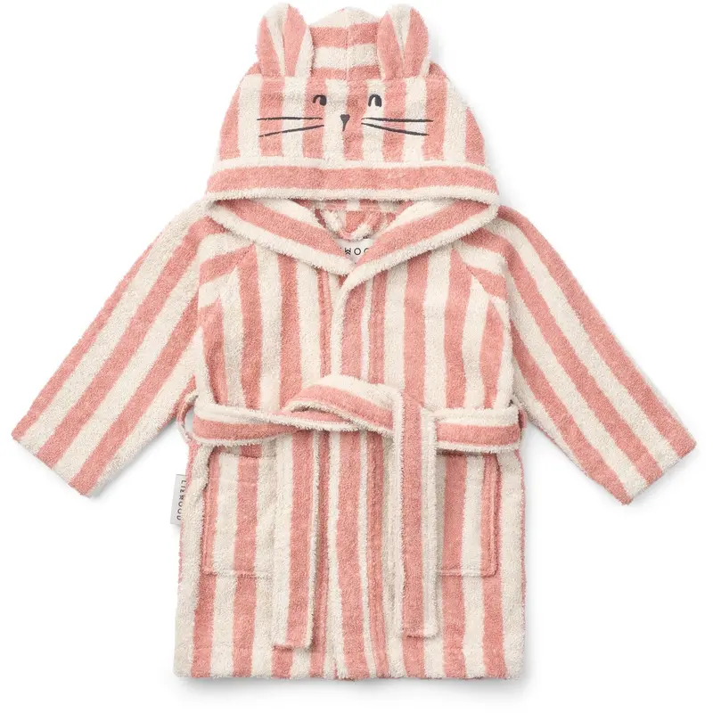 Liewood Coral Blush / Creme De La Creme Stripe Lily Bathrobe 1