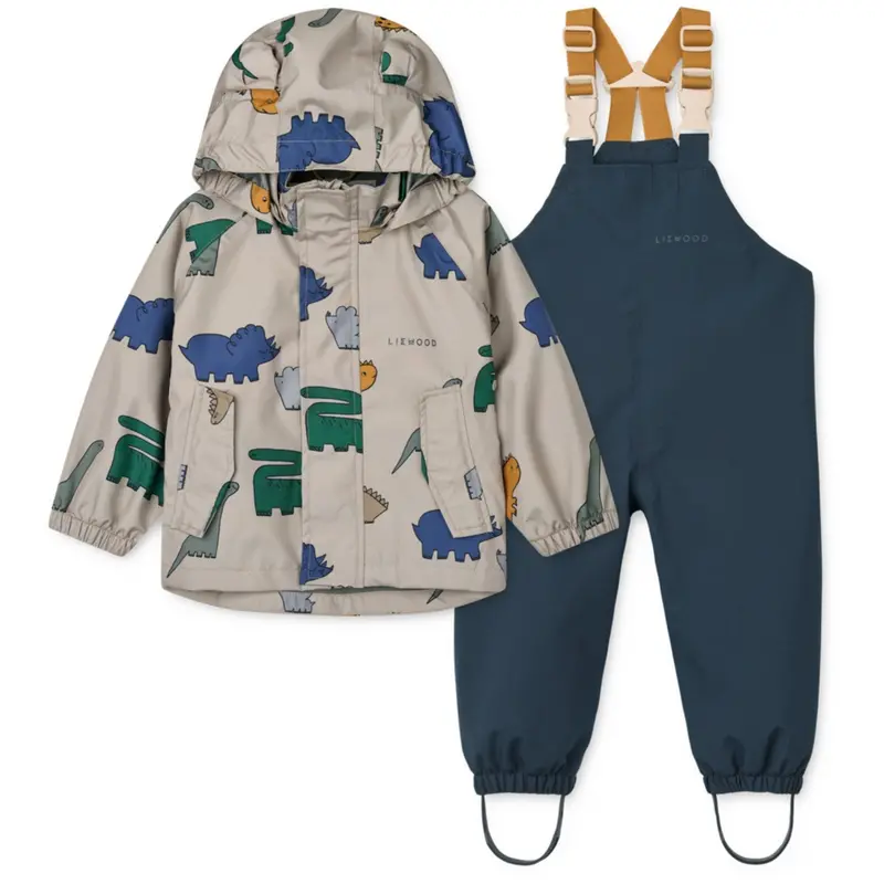 Liewood Dinosaurs / Mist Manu Rainwear Set 1